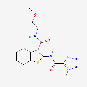 molecular formula C16H20N4O3S2 B11352355 N-{3-[(2-methoxyethyl)carbamoyl]-4,5,6,7-tetrahydro-1-benzothiophen-2-yl}-4-methyl-1,2,3-thiadiazole-5-carboxamide 