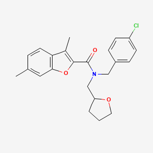 molecular formula C23H24ClNO3 B11352388 N-(4-chlorobenzyl)-3,6-dimethyl-N-(tetrahydrofuran-2-ylmethyl)-1-benzofuran-2-carboxamide 