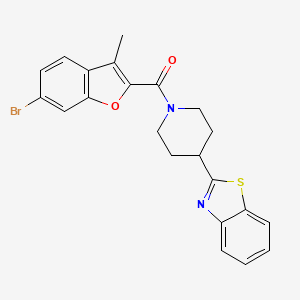 molecular formula C22H19BrN2O2S B11352391 [4-(1,3-Benzothiazol-2-yl)piperidin-1-yl](6-bromo-3-methyl-1-benzofuran-2-yl)methanone 