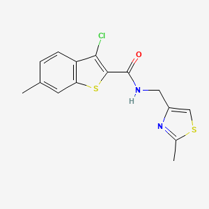 molecular formula C15H13ClN2OS2 B11352399 3-chloro-6-methyl-N-[(2-methyl-1,3-thiazol-4-yl)methyl]-1-benzothiophene-2-carboxamide 