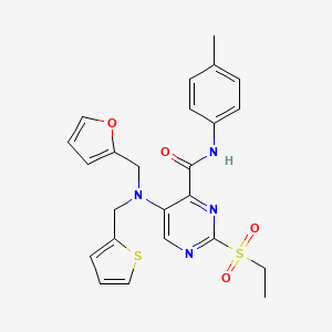 molecular formula C24H24N4O4S2 B11352403 2-(ethylsulfonyl)-5-[(furan-2-ylmethyl)(thiophen-2-ylmethyl)amino]-N-(4-methylphenyl)pyrimidine-4-carboxamide 