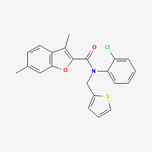 molecular formula C22H18ClNO2S B11352434 N-(2-chlorophenyl)-3,6-dimethyl-N-(thiophen-2-ylmethyl)-1-benzofuran-2-carboxamide 