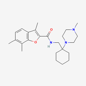 molecular formula C24H35N3O2 B11352456 3,6,7-trimethyl-N-{[1-(4-methylpiperazin-1-yl)cyclohexyl]methyl}-1-benzofuran-2-carboxamide 