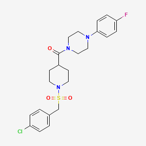 molecular formula C23H27ClFN3O3S B11352518 {1-[(4-Chlorobenzyl)sulfonyl]piperidin-4-yl}[4-(4-fluorophenyl)piperazin-1-yl]methanone 