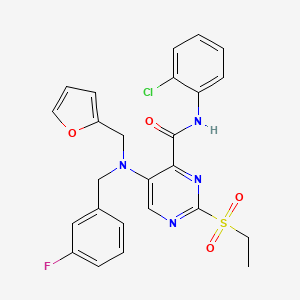 molecular formula C25H22ClFN4O4S B11352621 N-(2-chlorophenyl)-2-(ethylsulfonyl)-5-[(3-fluorobenzyl)(furan-2-ylmethyl)amino]pyrimidine-4-carboxamide 