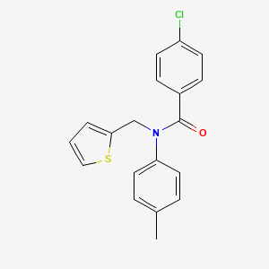 molecular formula C19H16ClNOS B11352656 4-chloro-N-(4-methylphenyl)-N-(thiophen-2-ylmethyl)benzamide 