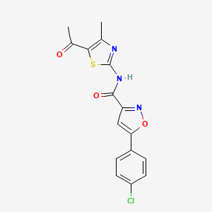 molecular formula C16H12ClN3O3S B11352667 N-(5-acetyl-4-methyl-1,3-thiazol-2-yl)-5-(4-chlorophenyl)-1,2-oxazole-3-carboxamide 