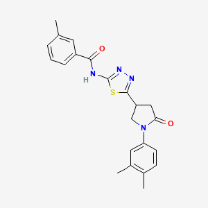 N-{5-[1-(3,4-dimethylphenyl)-5-oxopyrrolidin-3-yl]-1,3,4-thiadiazol-2-yl}-3-methylbenzamide