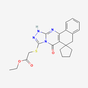 molecular formula C21H22N4O3S B11352738 ethyl [(7-oxo-7,11-dihydro-5H-spiro[benzo[h][1,2,4]triazolo[3,4-b]quinazoline-6,1'-cyclopentan]-9-yl)thio]acetate 