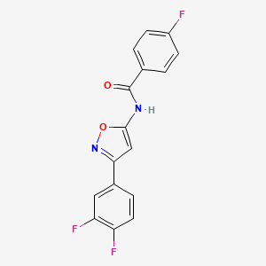 molecular formula C16H9F3N2O2 B11352751 N-[3-(3,4-difluorophenyl)-1,2-oxazol-5-yl]-4-fluorobenzamide 