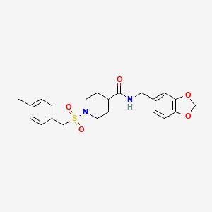 molecular formula C22H26N2O5S B11352764 N-(1,3-benzodioxol-5-ylmethyl)-1-[(4-methylbenzyl)sulfonyl]piperidine-4-carboxamide 