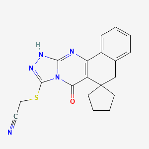 molecular formula C19H17N5OS B11352766 [(7-oxo-7,11-dihydro-5H-spiro[benzo[h][1,2,4]triazolo[3,4-b]quinazoline-6,1'-cyclopentan]-9-yl)thio]acetonitrile 