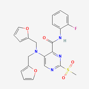 molecular formula C22H19FN4O5S B11352783 5-[bis(furan-2-ylmethyl)amino]-N-(2-fluorophenyl)-2-(methylsulfonyl)pyrimidine-4-carboxamide 