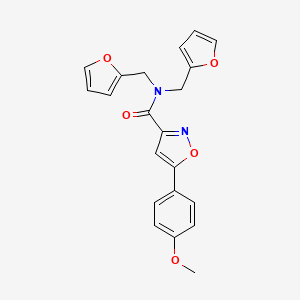 molecular formula C21H18N2O5 B11352831 N,N-bis(furan-2-ylmethyl)-5-(4-methoxyphenyl)-1,2-oxazole-3-carboxamide 