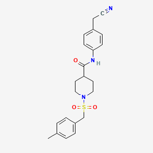 molecular formula C22H25N3O3S B11352873 N-[4-(cyanomethyl)phenyl]-1-[(4-methylbenzyl)sulfonyl]piperidine-4-carboxamide 