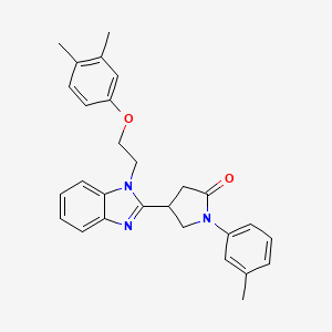 molecular formula C28H29N3O2 B11352930 4-{1-[2-(3,4-dimethylphenoxy)ethyl]-1H-benzimidazol-2-yl}-1-(3-methylphenyl)pyrrolidin-2-one 