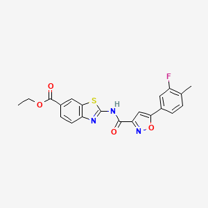 Ethyl 2-({[5-(3-fluoro-4-methylphenyl)-1,2-oxazol-3-yl]carbonyl}amino)-1,3-benzothiazole-6-carboxylate