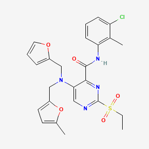 N-(3-chloro-2-methylphenyl)-2-(ethylsulfonyl)-5-{(furan-2-ylmethyl)[(5-methylfuran-2-yl)methyl]amino}pyrimidine-4-carboxamide