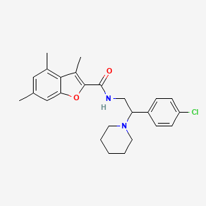 molecular formula C25H29ClN2O2 B11353053 N-[2-(4-chlorophenyl)-2-(piperidin-1-yl)ethyl]-3,4,6-trimethyl-1-benzofuran-2-carboxamide 