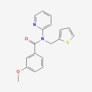 molecular formula C18H16N2O2S B11353060 3-methoxy-N-(pyridin-2-yl)-N-(thiophen-2-ylmethyl)benzamide 