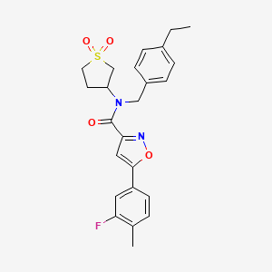 molecular formula C24H25FN2O4S B11353073 N-(1,1-dioxidotetrahydrothiophen-3-yl)-N-(4-ethylbenzyl)-5-(3-fluoro-4-methylphenyl)-1,2-oxazole-3-carboxamide 