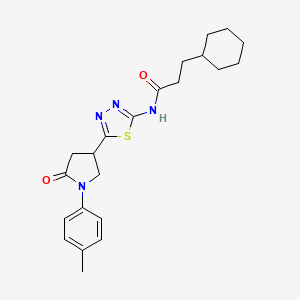 3-cyclohexyl-N-{5-[1-(4-methylphenyl)-5-oxopyrrolidin-3-yl]-1,3,4-thiadiazol-2-yl}propanamide