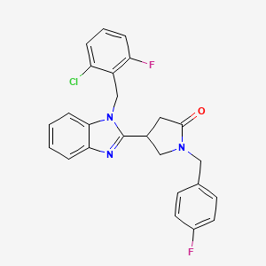 molecular formula C25H20ClF2N3O B11353095 4-[1-(2-chloro-6-fluorobenzyl)-1H-benzimidazol-2-yl]-1-(4-fluorobenzyl)pyrrolidin-2-one 