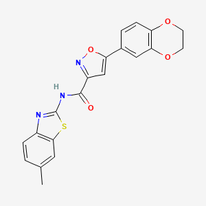 5-(2,3-dihydro-1,4-benzodioxin-6-yl)-N-(6-methyl-1,3-benzothiazol-2-yl)-1,2-oxazole-3-carboxamide