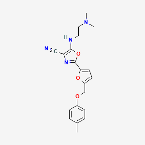 5-{[2-(Dimethylamino)ethyl]amino}-2-{5-[(4-methylphenoxy)methyl]furan-2-yl}-1,3-oxazole-4-carbonitrile