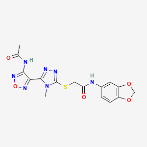 2-({5-[4-(acetylamino)-1,2,5-oxadiazol-3-yl]-4-methyl-4H-1,2,4-triazol-3-yl}sulfanyl)-N-(1,3-benzodioxol-5-yl)acetamide