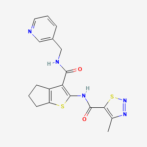 4-methyl-N-{3-[(pyridin-3-ylmethyl)carbamoyl]-5,6-dihydro-4H-cyclopenta[b]thiophen-2-yl}-1,2,3-thiadiazole-5-carboxamide