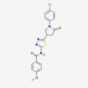 N-{5-[1-(4-chlorophenyl)-5-oxopyrrolidin-3-yl]-1,3,4-thiadiazol-2-yl}-4-methoxybenzamide