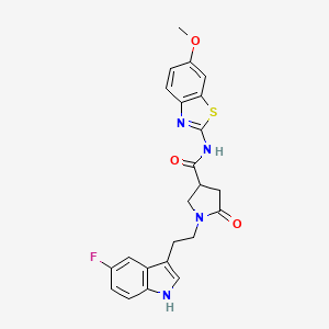 molecular formula C23H21FN4O3S B11353326 1-[2-(5-fluoro-1H-indol-3-yl)ethyl]-N-(6-methoxy-1,3-benzothiazol-2-yl)-5-oxopyrrolidine-3-carboxamide 