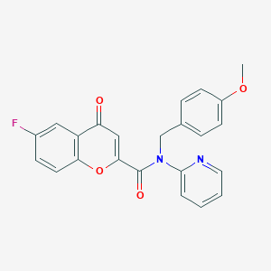 molecular formula C23H17FN2O4 B11353405 6-fluoro-N-(4-methoxybenzyl)-4-oxo-N-(pyridin-2-yl)-4H-chromene-2-carboxamide 