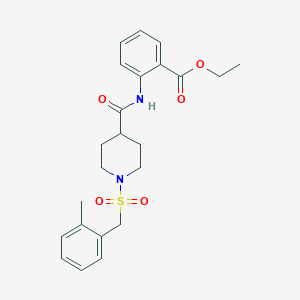 molecular formula C23H28N2O5S B11353461 Ethyl 2-[({1-[(2-methylbenzyl)sulfonyl]piperidin-4-yl}carbonyl)amino]benzoate 