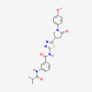 N-{5-[1-(4-methoxyphenyl)-5-oxopyrrolidin-3-yl]-1,3,4-thiadiazol-2-yl}-3-[(2-methylpropanoyl)amino]benzamide