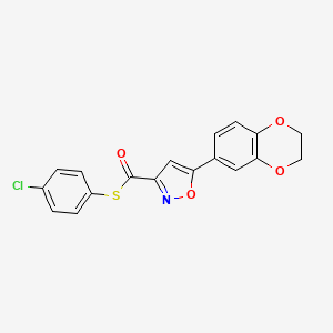 S-(4-chlorophenyl) 5-(2,3-dihydro-1,4-benzodioxin-6-yl)-1,2-oxazole-3-carbothioate