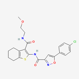 molecular formula C22H22ClN3O4S B11353505 5-(4-chlorophenyl)-N-{3-[(2-methoxyethyl)carbamoyl]-4,5,6,7-tetrahydro-1-benzothiophen-2-yl}-1,2-oxazole-3-carboxamide 