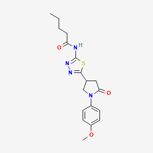 N-{5-[1-(4-methoxyphenyl)-5-oxopyrrolidin-3-yl]-1,3,4-thiadiazol-2-yl}pentanamide