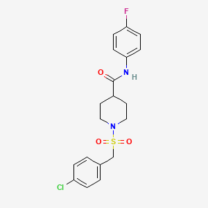 molecular formula C19H20ClFN2O3S B11353539 1-[(4-chlorobenzyl)sulfonyl]-N-(4-fluorophenyl)piperidine-4-carboxamide 