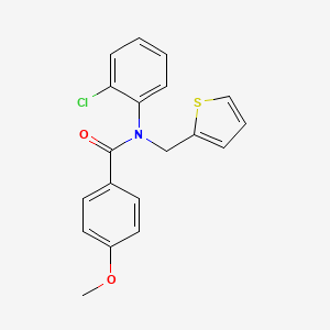 molecular formula C19H16ClNO2S B11353558 N-(2-chlorophenyl)-4-methoxy-N-(thiophen-2-ylmethyl)benzamide 