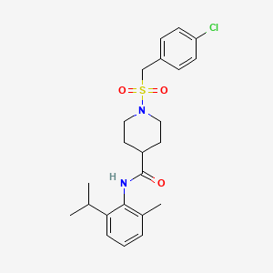 molecular formula C23H29ClN2O3S B11353561 1-[(4-chlorobenzyl)sulfonyl]-N-[2-methyl-6-(propan-2-yl)phenyl]piperidine-4-carboxamide 