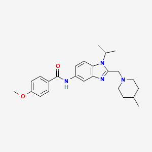 molecular formula C25H32N4O2 B11353587 4-methoxy-N-{2-[(4-methylpiperidin-1-yl)methyl]-1-(propan-2-yl)-1H-benzimidazol-5-yl}benzamide 