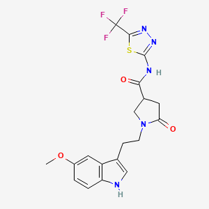 1-[2-(5-methoxy-1H-indol-3-yl)ethyl]-5-oxo-N-[5-(trifluoromethyl)-1,3,4-thiadiazol-2-yl]pyrrolidine-3-carboxamide