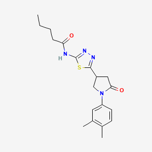 molecular formula C19H24N4O2S B11353643 N-{5-[1-(3,4-dimethylphenyl)-5-oxopyrrolidin-3-yl]-1,3,4-thiadiazol-2-yl}pentanamide 