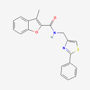 3-methyl-N-[(2-phenyl-1,3-thiazol-4-yl)methyl]-1-benzofuran-2-carboxamide