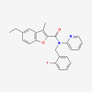 molecular formula C24H21FN2O2 B11353719 5-ethyl-N-(2-fluorobenzyl)-3-methyl-N-(pyridin-2-yl)-1-benzofuran-2-carboxamide 