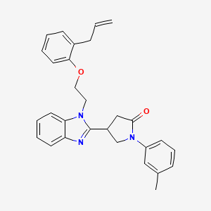 molecular formula C29H29N3O2 B11353723 1-(3-methylphenyl)-4-(1-{2-[2-(prop-2-en-1-yl)phenoxy]ethyl}-1H-benzimidazol-2-yl)pyrrolidin-2-one 