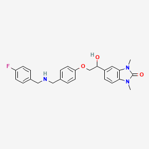 molecular formula C25H26FN3O3 B11353731 5-[2-(4-{[(4-fluorobenzyl)amino]methyl}phenoxy)-1-hydroxyethyl]-1,3-dimethyl-1,3-dihydro-2H-benzimidazol-2-one 