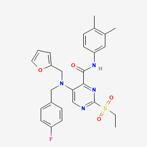 N-(3,4-dimethylphenyl)-2-(ethylsulfonyl)-5-[(4-fluorobenzyl)(furan-2-ylmethyl)amino]pyrimidine-4-carboxamide